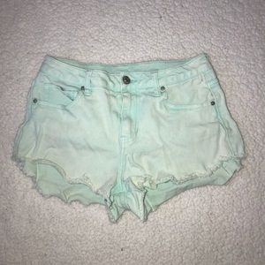 light blue distressed shorts